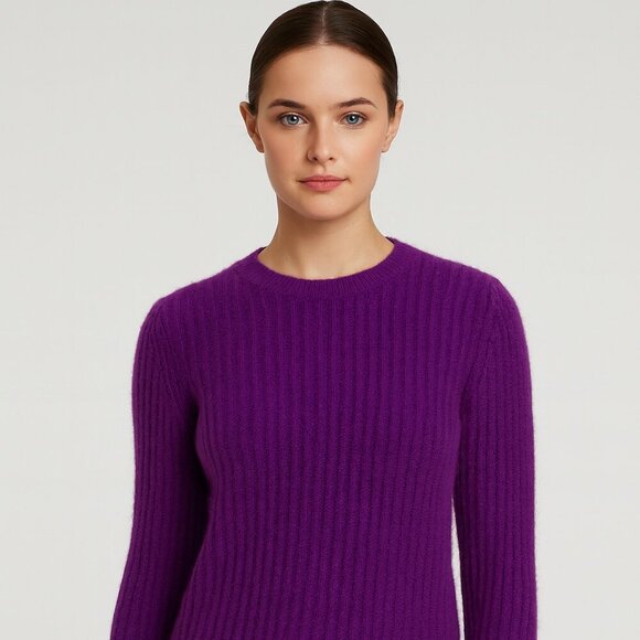 La Petite Maille Paris Women’s Purple Wool Blend Ribbed Sweater No Size - Picture 9 of 9